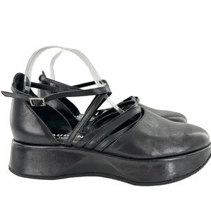 Giraudon womens platforms size 8.5 black leather chunky punk goth cosplay 90s